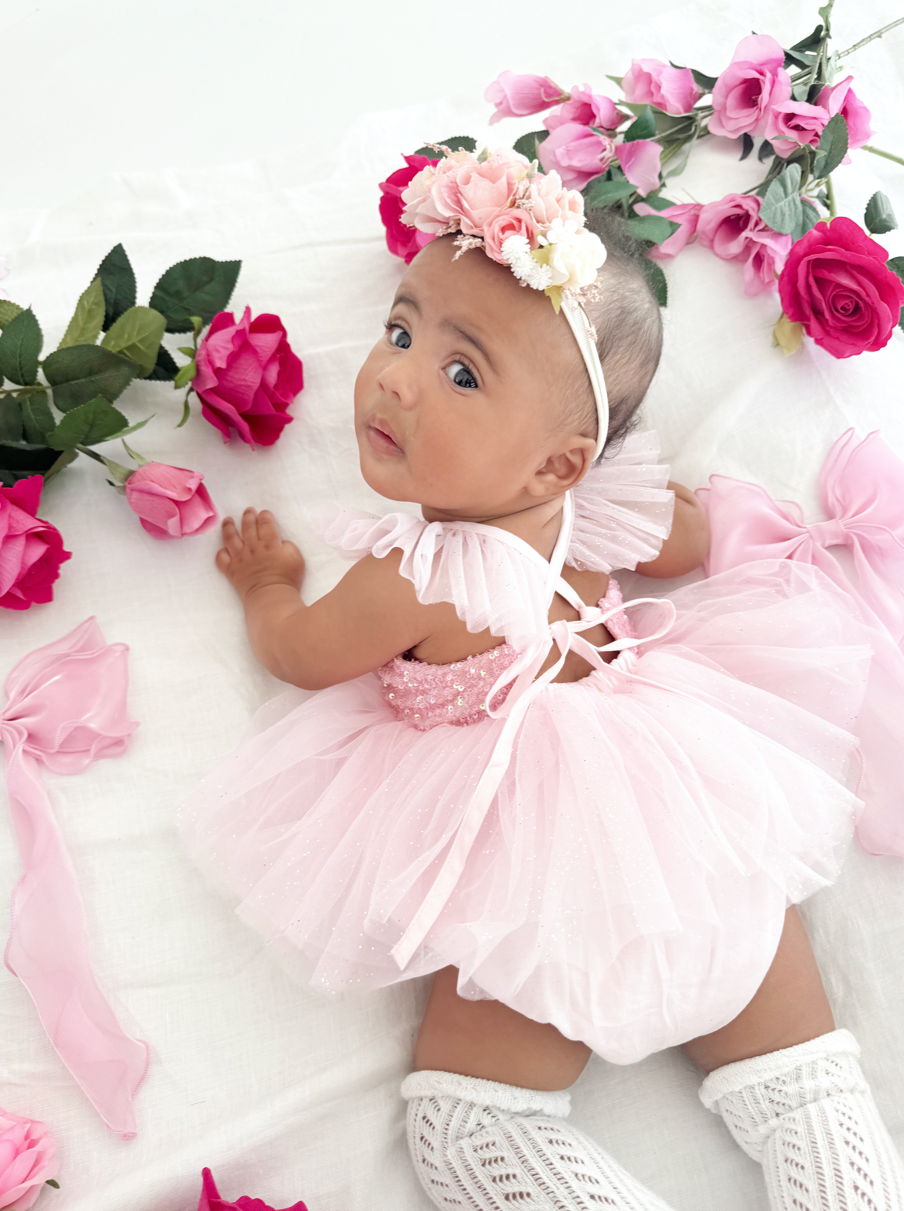 Polly Candy Pink Sequin Baby Girl Dress Romper Special Occasion Wear Polly Candy Pink Sequin Baby Girl Dress Romper Special Occasion Wear