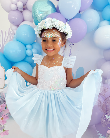 Laguna Ocean Blue Sequin Girls Party Dress