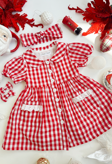 Celeste Holly Red Gingham Girls Dress