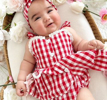 Picnic Red Baby Girl Gingham Romper