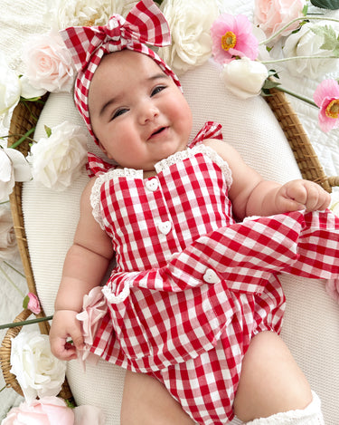 Picnic Red Baby Girl Gingham Romper
