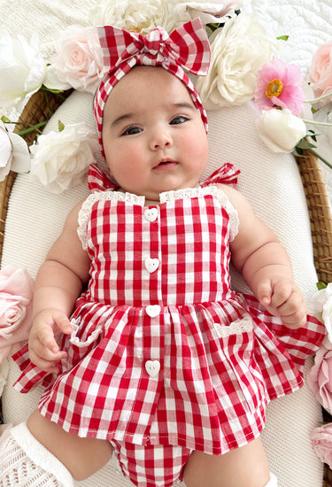 Picnic Red Gingham Baby Girl Hair Accessories