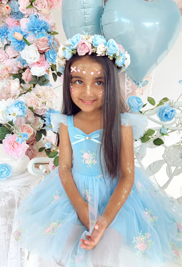 Bluebell Flower Blue Girls Party Dress