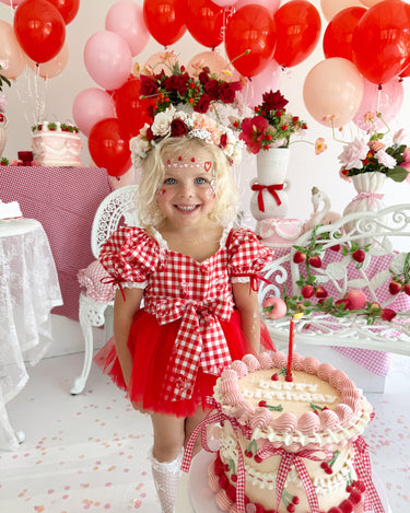 Cherry Lane Red Baby Girl Gingham Romper