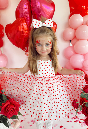 Be Mine White Heart Girls Party Dress