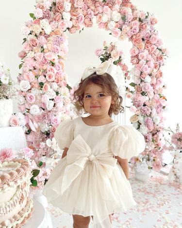 Clementine Matte Cream Organza Baby Girl Romper