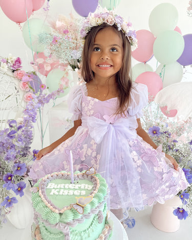 pink and purple dress girl Dania Heart Designer Girls Dress