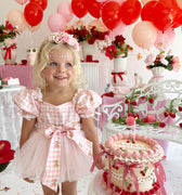 Berry Bliss Pink Baby Girl Gingham Romper