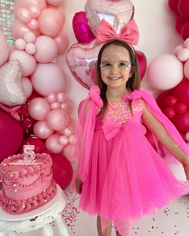 Aurelia Fuchsia Pink Sequin Girls Party Dress Special Occasion
