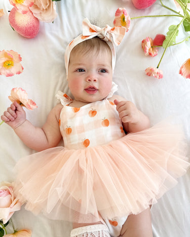 Peach Sorbet Baby Girl Gingham Romper