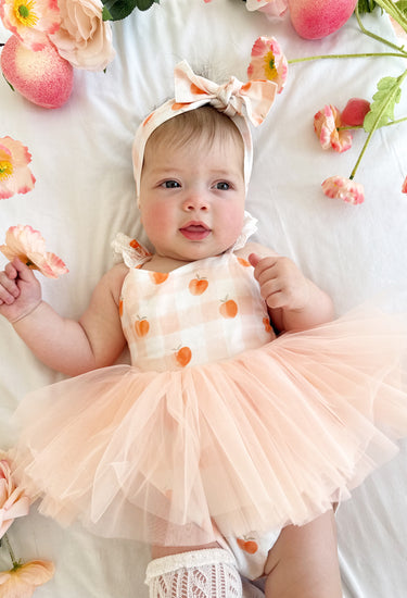 Peach Sorbet Baby Girl Gingham Romper