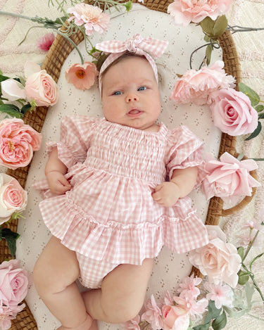 baby girl pink gingham dress NADINE