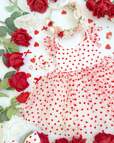 Be Mine White Heart Girls Party Dress – Red Hearts & Bow-Back Detail 7 Be Mine White Heart Girls Party Dress – Red Hearts & Bow-Back Detail 7