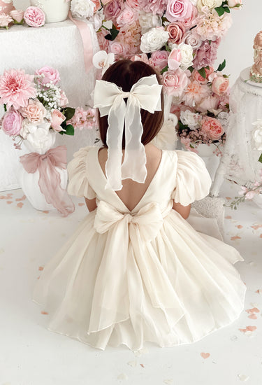 Alette Matte Cream Organza Flower Girl Dress
