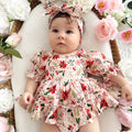Holiday Blossom Baby Girl Pink Floral Romper