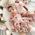 Holiday Blossom Baby Girl Pink Floral Romper