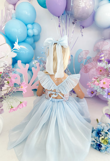 Ocean Blue Organza Baby Girl Hair Bow