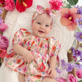 Peach Blossom Baby Girl Floral Romper