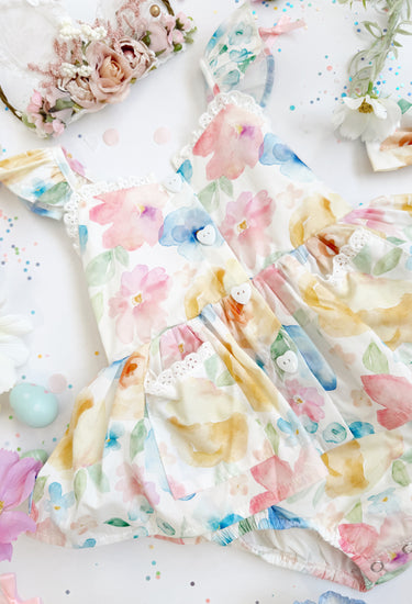 Sable Baby Girl Floral White Romper