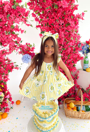 Sorrento Citrus Girls Floral Dress