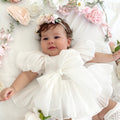 Clementine Matte White Organza Baby Girl Romper