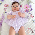 Evie Lou Baby Girl Purple Gingham Romper