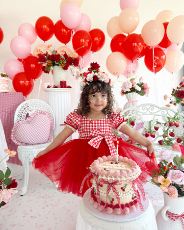 Cherry Pie Red Girls Gingham Dress