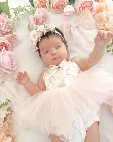 Rosette Bow Baby Girl Romper
