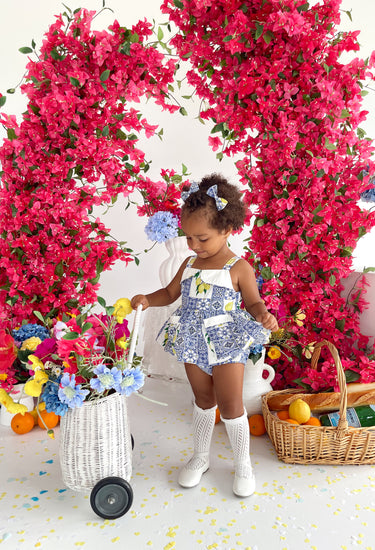 Ciao Bella Baby Girl Floral Blue Romper