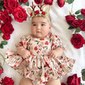 Holiday Blossom Baby Girl Pink Floral Romper