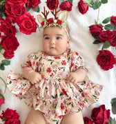 Holiday Blossom Baby Girl Pink Floral Romper