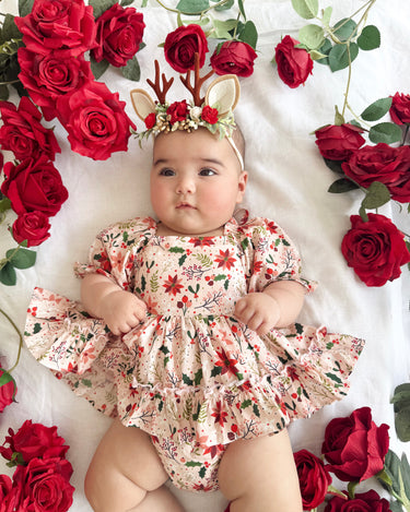 Holiday Blossom Baby Girl Pink Floral Romper