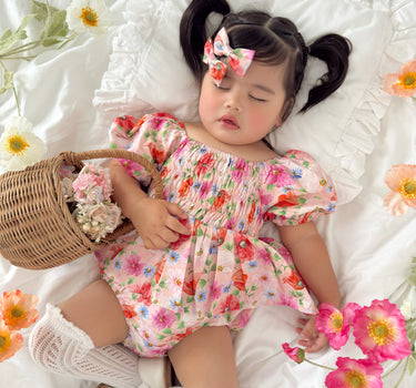 Peach Blossom Baby Girl Floral Romper