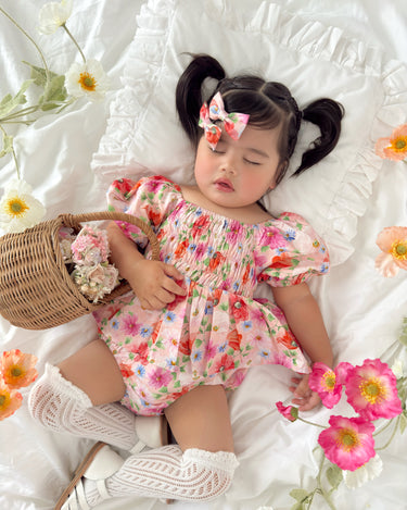 Peach Blossom Baby Girl Floral Romper