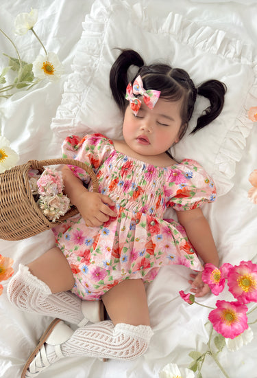 Peach Blossom Baby Girl Floral Romper