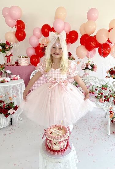 Sweet Strawberry Pink Tulle Girls Hair Bow