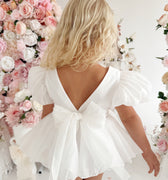 Clementine Matte White Organza Baby Girl Romper