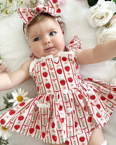 Strawberry Sweetheart Baby Girl Red Floral Romper