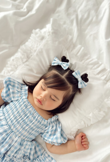 Ella Blue Gingham Baby Girl Hair Accessories