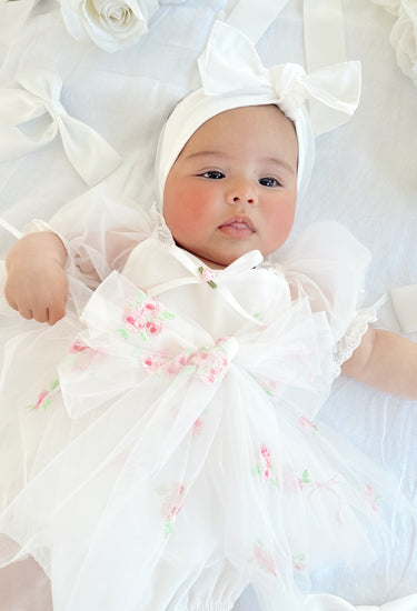 Belle Bow Baby Girl White Tulle Hair Accessories