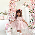 Alette Matte Blush Rose Pink Organza Flower Girl Dress