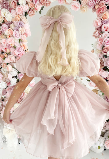 Alette Matte Blush Rose Pink Organza Girls Hair Bow