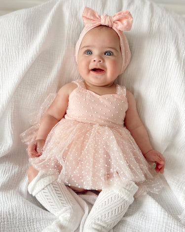 Swiss Dot Pink Rose Baby Girl Tulle Hair Accessories – Arabella Rose