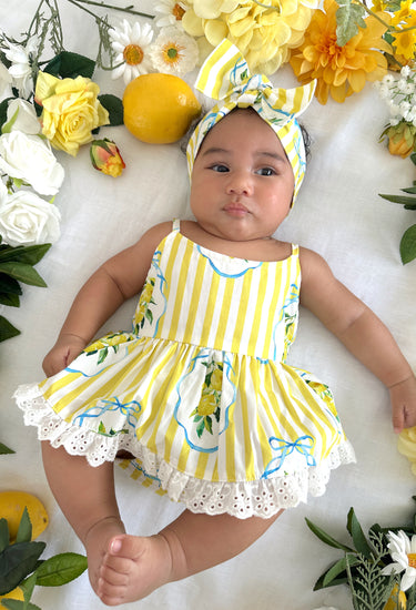 Sorrento Citrus Baby Girls Floral Romper