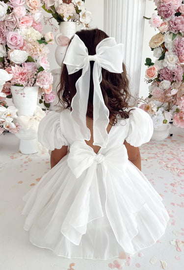 Alette Matte White Organza Flower Girl Dress