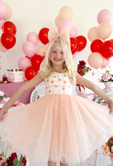 Peaches Tulle Girls Hair Bow