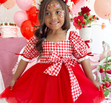 Cherry Pie Red Girls Gingham Dress
