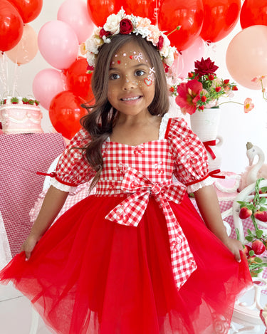 Cherry Pie Red Girls Gingham Dress