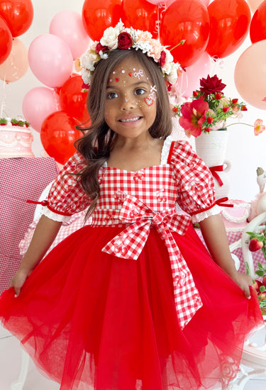 Cherry Pie Red Girls Gingham Dress