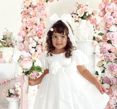 Alette Matte White Organza Flower Girl Dress